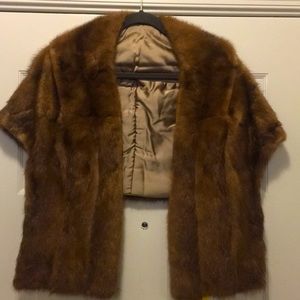 🌬Vintage Fur Caplet Shawl Real Authentic Carmel